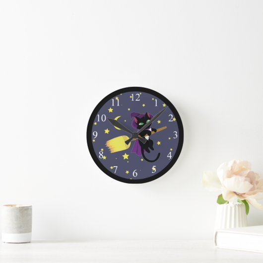 Flying Witch Cat Ronde Klok (Huis)