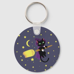 Flying Witch Cat Sleutelhanger