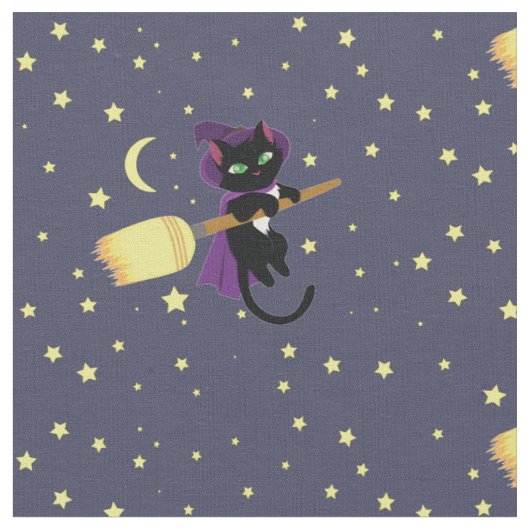 Flying Witch Cat Stof (Close Up)