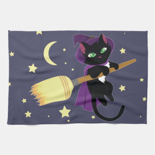Flying Witch Cat Theedoek (Horizontaal)