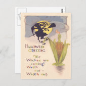 Flying Witch Full Moon Corn Cob Candle Briefkaart (Voorkant / Achterkant)