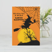 Flying Witch Full Moon Spooky Quote Dark Halloween Feestdagenkaart (Staand voorkant)