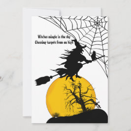 Flying Witch Full Moon Spooky Quote Dark Halloween Feestdagenkaart
