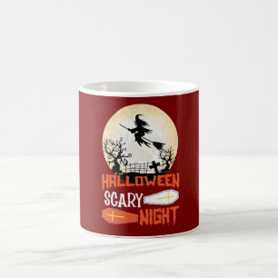 Flying Witch Halloween Graveyard Scene Koffie Mok