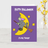 Flying Witch Halloween Kaart (Gele Bloem)