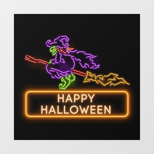Flying Witch Halloween Neon Venster Cling Raamsticker (Vel)
