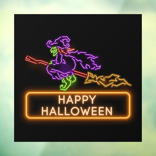 Flying Witch Halloween Neon Venster Cling Raamsticker (Vel 3)