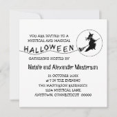 Flying Witch Halloween Party Invite, White Kaart (Voorkant)