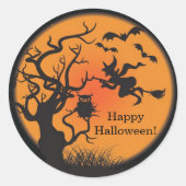 Flying Witch Happy Halloween Sticker (Voorkant)
