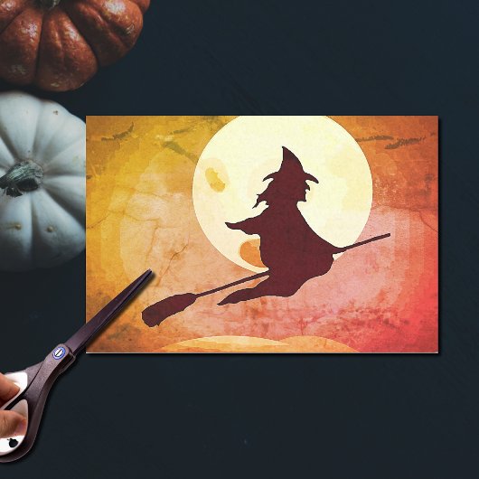 Flying Witch met volle maan no2 Tissue Paper Tissuepapier