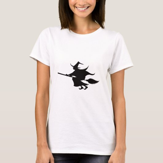 Flying Witch of Halloween Lady's T-Shirt (Voorkant)