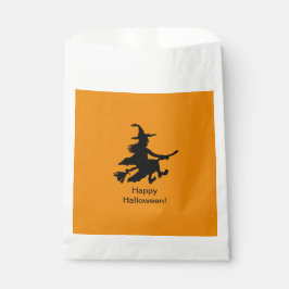 Flying Witch - Orange -Happy Halloween - Favor Bag Bedankzakje
