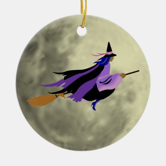 Flying Witch-Ornament Keramisch Ornament (Voorkant)