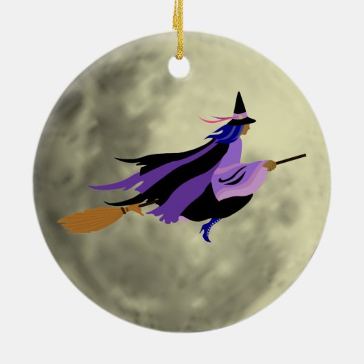 Flying Witch-Ornament Keramisch Ornament (Achterkant)