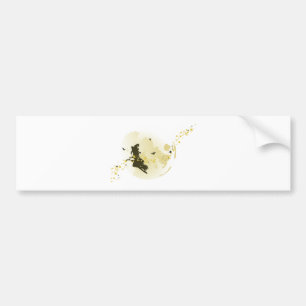 Flying Witch over Full Moon Bumpersticker