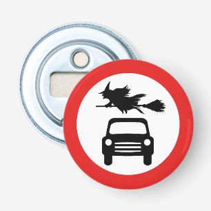 Flying Witch Road Sign Button Flesopener