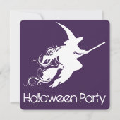 Flying Witch Silhouette Halloween Party Uitnodigin Kaart (Voorkant)