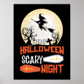 Flying Witch Spooky Halloween Night Poster (Voorkant)