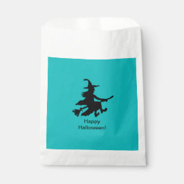 Flying Witch - Teal - Happy Halloween - Favor Bag Bedankzakje