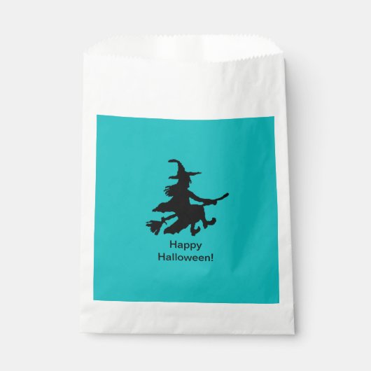 Flying Witch - Teal - Happy Halloween - Favor Bag Bedankzakje (Voorkant)