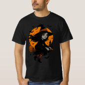 Flying Witch with Orange Moon Art T-shirt (Voorkant)