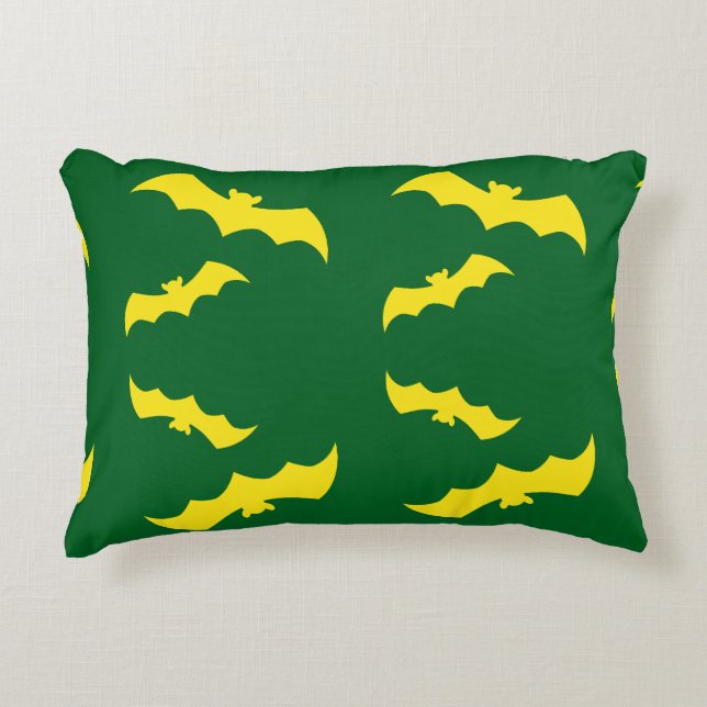 Flying Yellow Halloween Bats Accent Kussen (Voorkant)