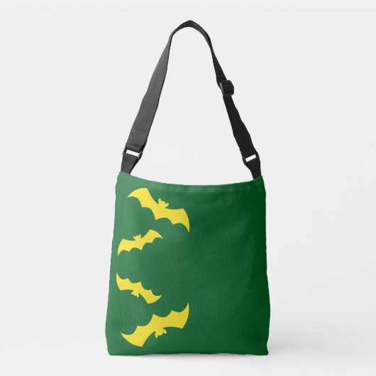 Flying Yellow Halloween Bats Crossbody Tas (Voorkant)