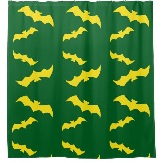 Flying Yellow Halloween Bats Douchegordijn (Voorkant)