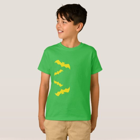 Flying Yellow Halloween Bats T-shirt (Voorkant volledig)