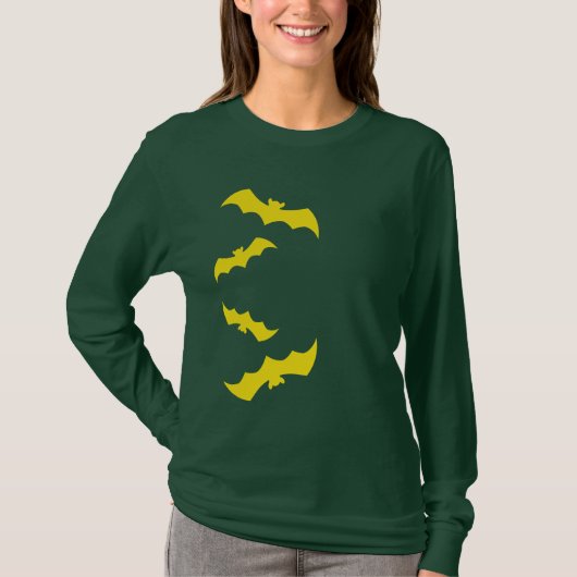 Flying Yellow Halloween Bats T-shirt (Voorkant)