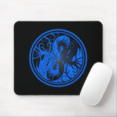 Flying Yin Yang Dragons - blauw en zwart Muismat (Met muis)