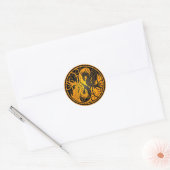 Flying Yin Yang Dragons - geel en zwart Ronde Sticker (Envelop)