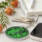 Flying Yin Yang Dragons - groen en zwart Sleutelhanger (Voorkant Rechts)