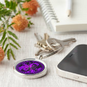 Flying Yin Yang Dragons - paars en zwart Sleutelhanger (Zijkant)