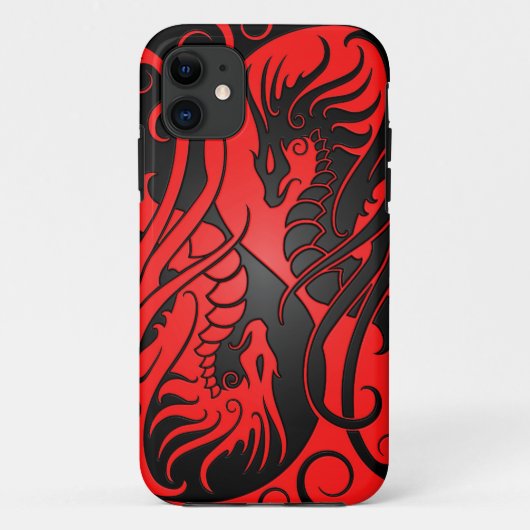Flying Yin Yang Dragons - rood en zwart Case-Mate iPhone Case (Achterkant)