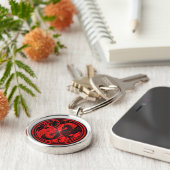 Flying Yin Yang Dragons - rood en zwart Sleutelhanger (Zijkant)