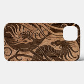 Flying Yin Yang Dragons with Wood Grain Effect Case-Mate iPhone Case (Achterkant (horizontaal))