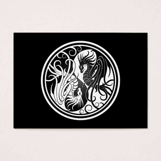 Flying Yin Yang Dragons - zwart-wit Visitekaartje (Voorkant)