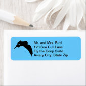 Flying Zee Gull Black Bird Silhouette Adres Etiket (Insitu)