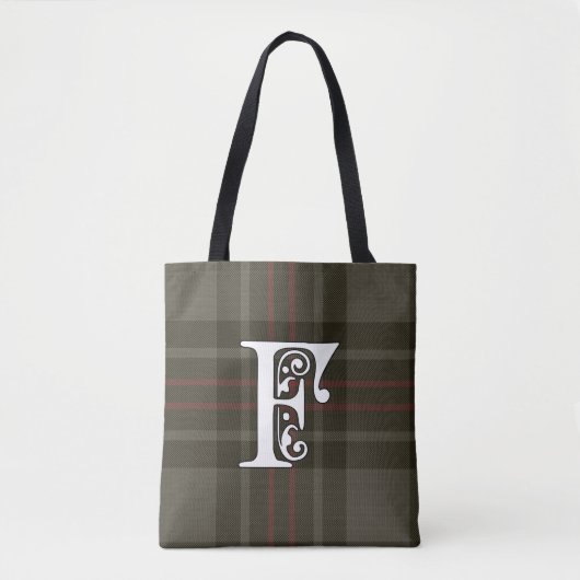 Flynn Clan Tartan Monogram Tote Bag (Voorkant)