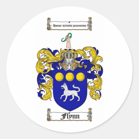 FLYNN FAMILY CREST - FLYNN COAT VAN WAPENS RONDE STICKER (Voorkant)