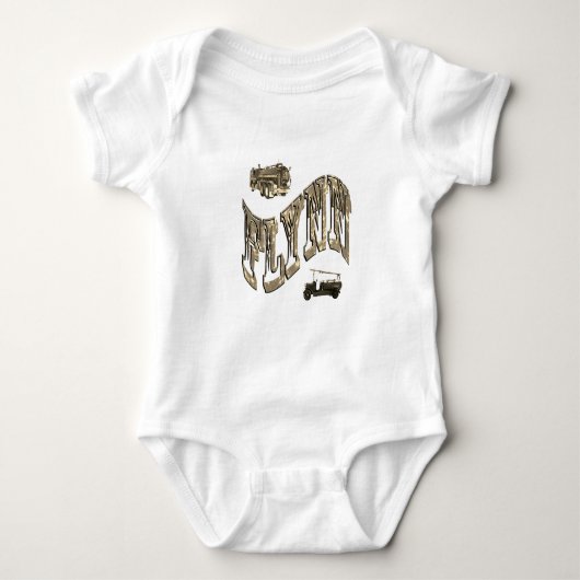 Flynn naam, met brandweerwagens, romper (Voorkant)