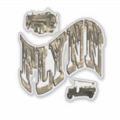 Flynn naam, met brandweerwagens, sticker (Voorkant)