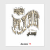 Flynn naam, met brandweerwagens, sticker (Vel)