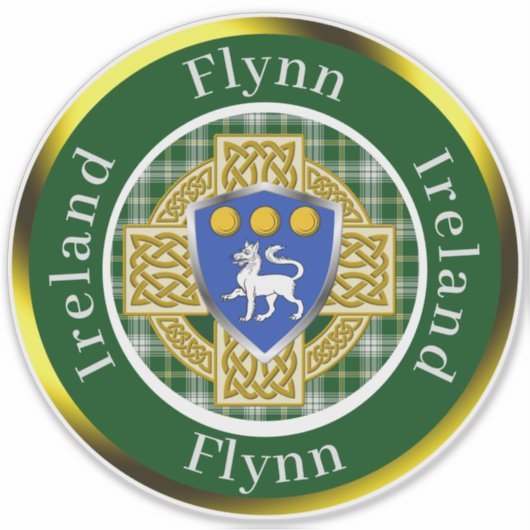 Flynn Shield & Celtic Cross gepersonaliseerd Sticker (Voorkant)