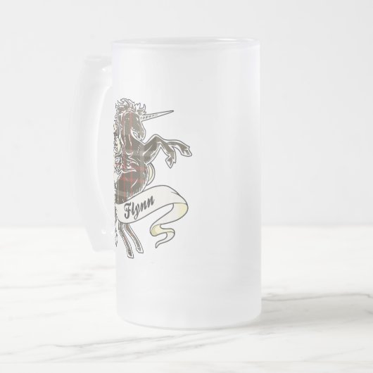 Flynn Tartan Unicorn Matglas Bierpul (Voorkant links)
