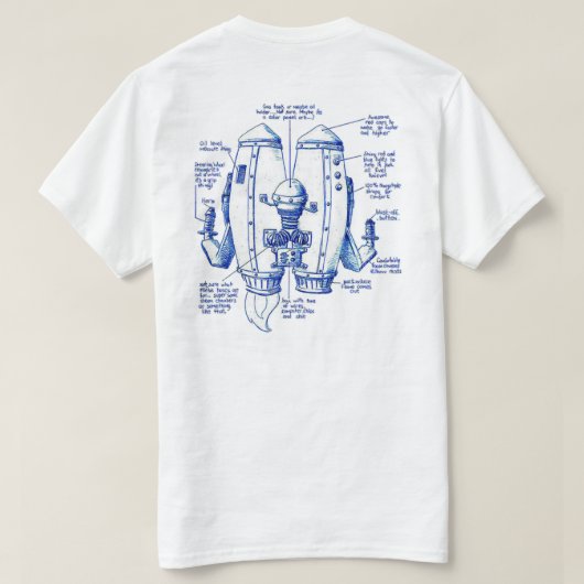 Flyology Jetpack Blueprint T-shirt (Design achterkant)