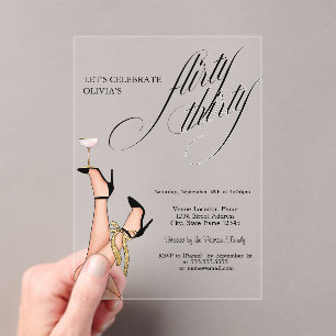 Flyrty Thirty High Heels Cocktail  30ste  Acryl Uitnodigingen