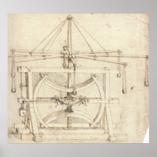 Flywheels Mechanische Tekening Leonardo da Vinci Poster
