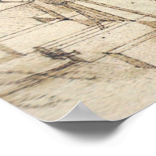 Flywheels Mechanische Tekening Leonardo da Vinci Poster (Hoek)